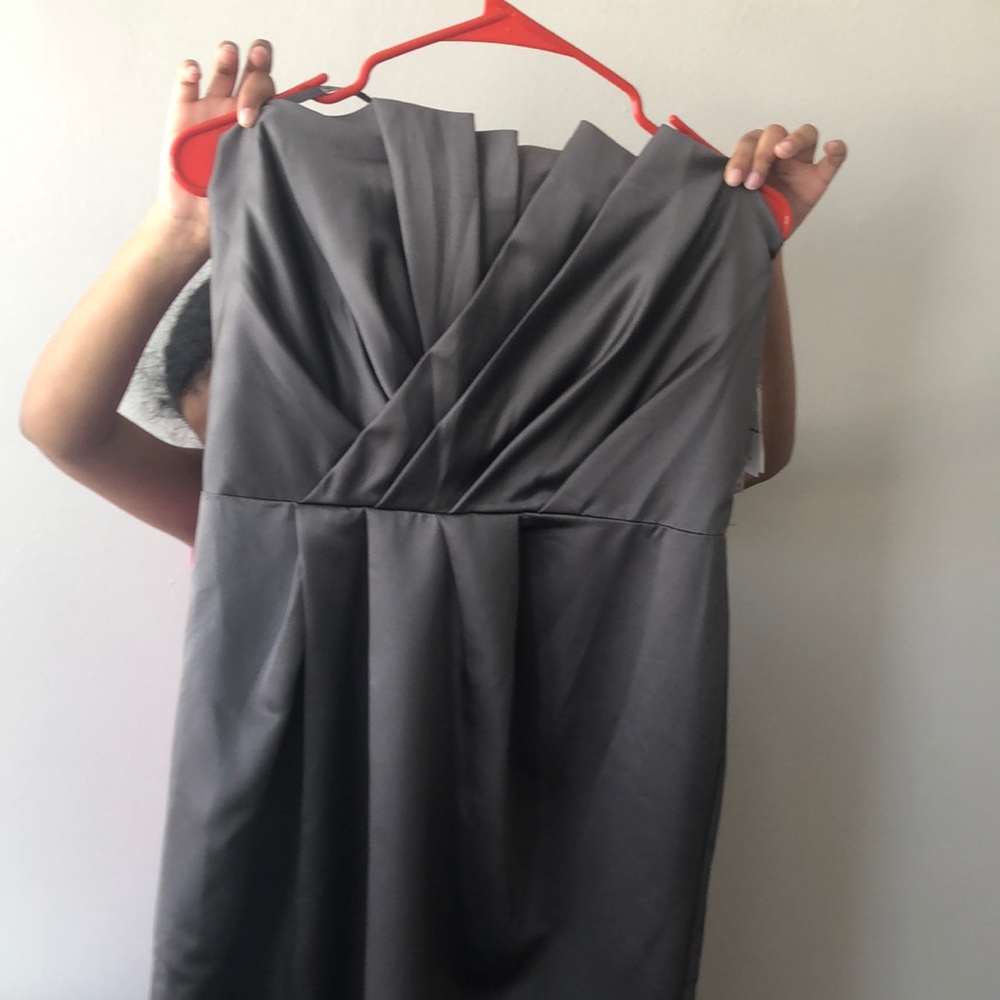 Vera Wang Charcoal strapless bridesmaid dress
